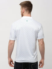 White Anchor Print Polo T-shirt