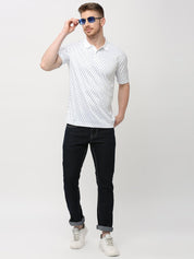 White Anchor Print Polo T-shirt