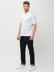White Anchor Print Polo T-shirt
