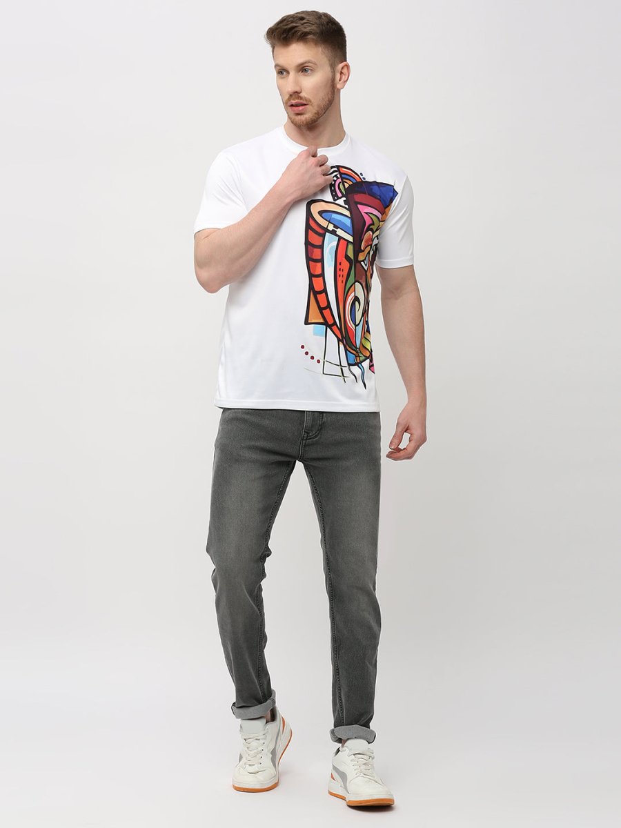 Men's Round White T-Shirt