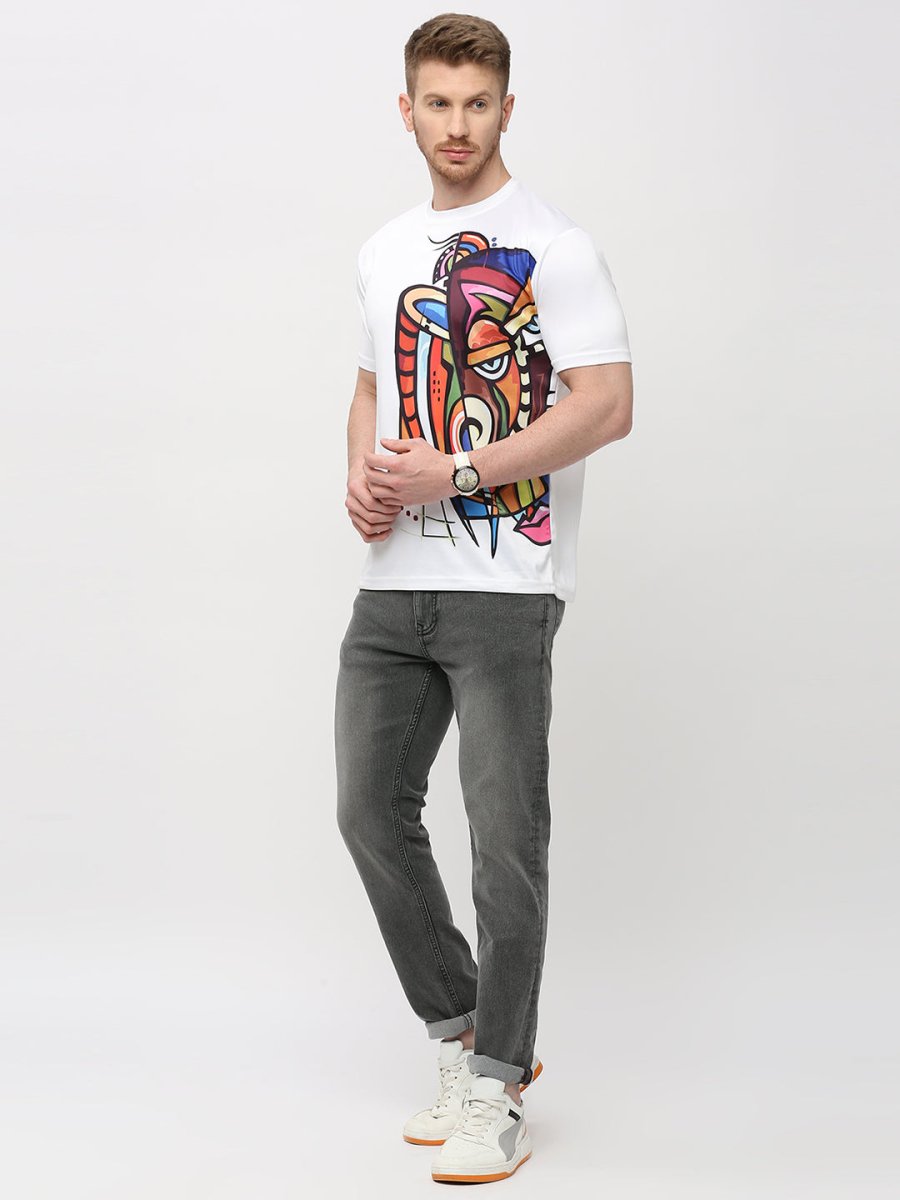 Men's Round White T-Shirt