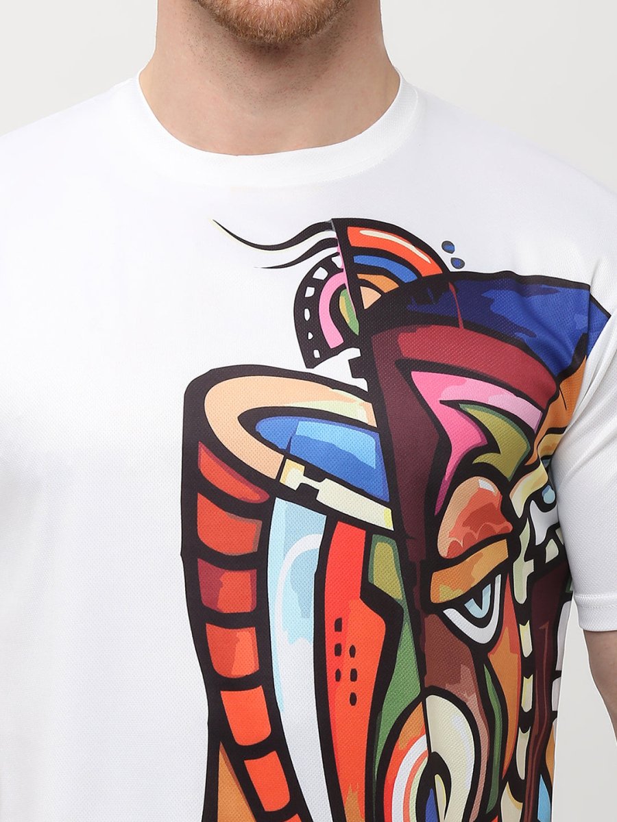 Men's Round White T-Shirt