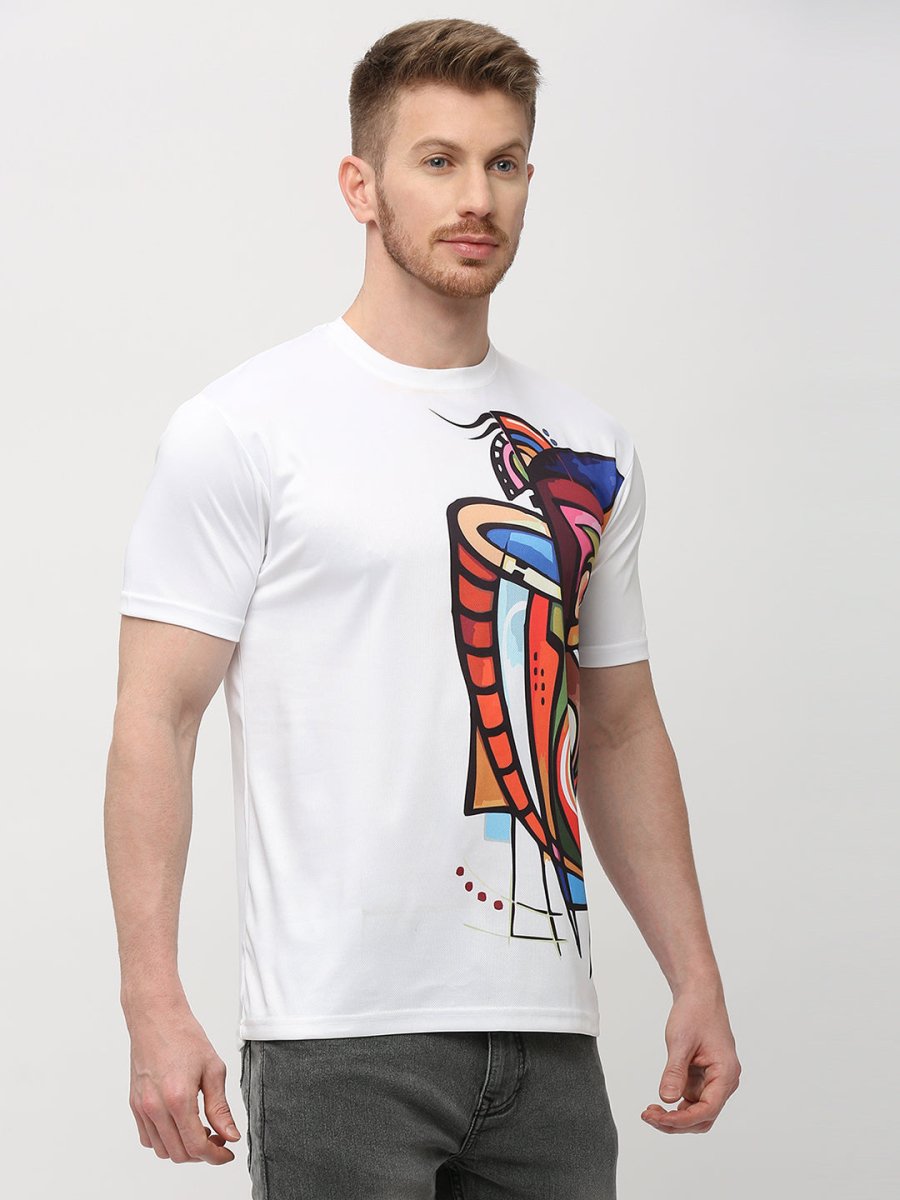 Men's Round White T-Shirt