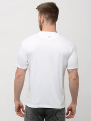 Back view of white round neck t-shirt