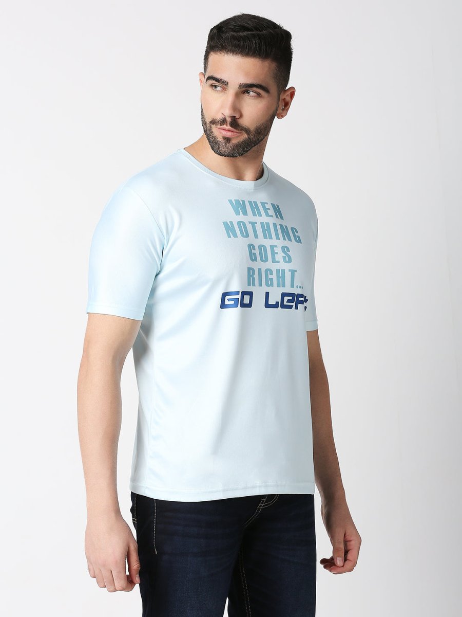 Round Neck Go Left Print T-shirt