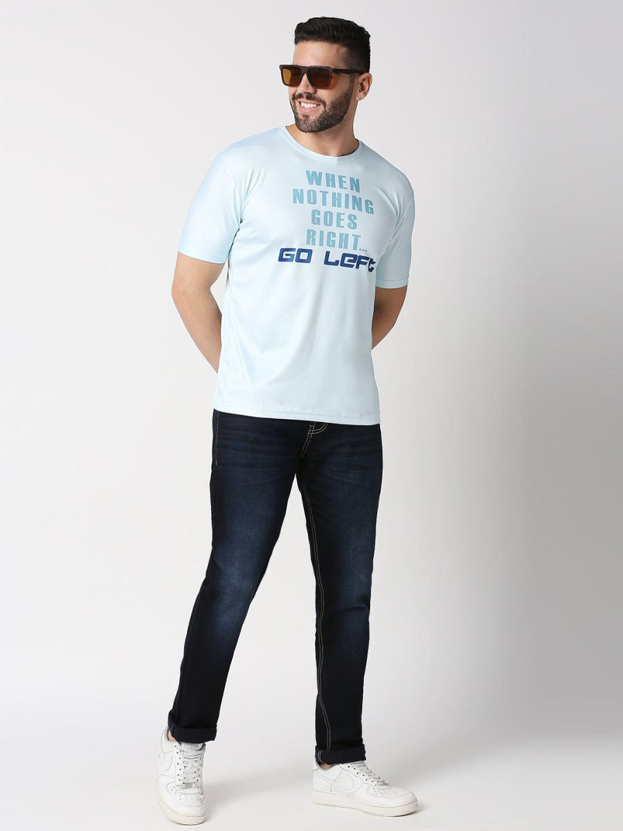 Round Neck Go Left Print T-shirt