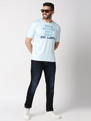 Round Neck Go Left Print T-shirt