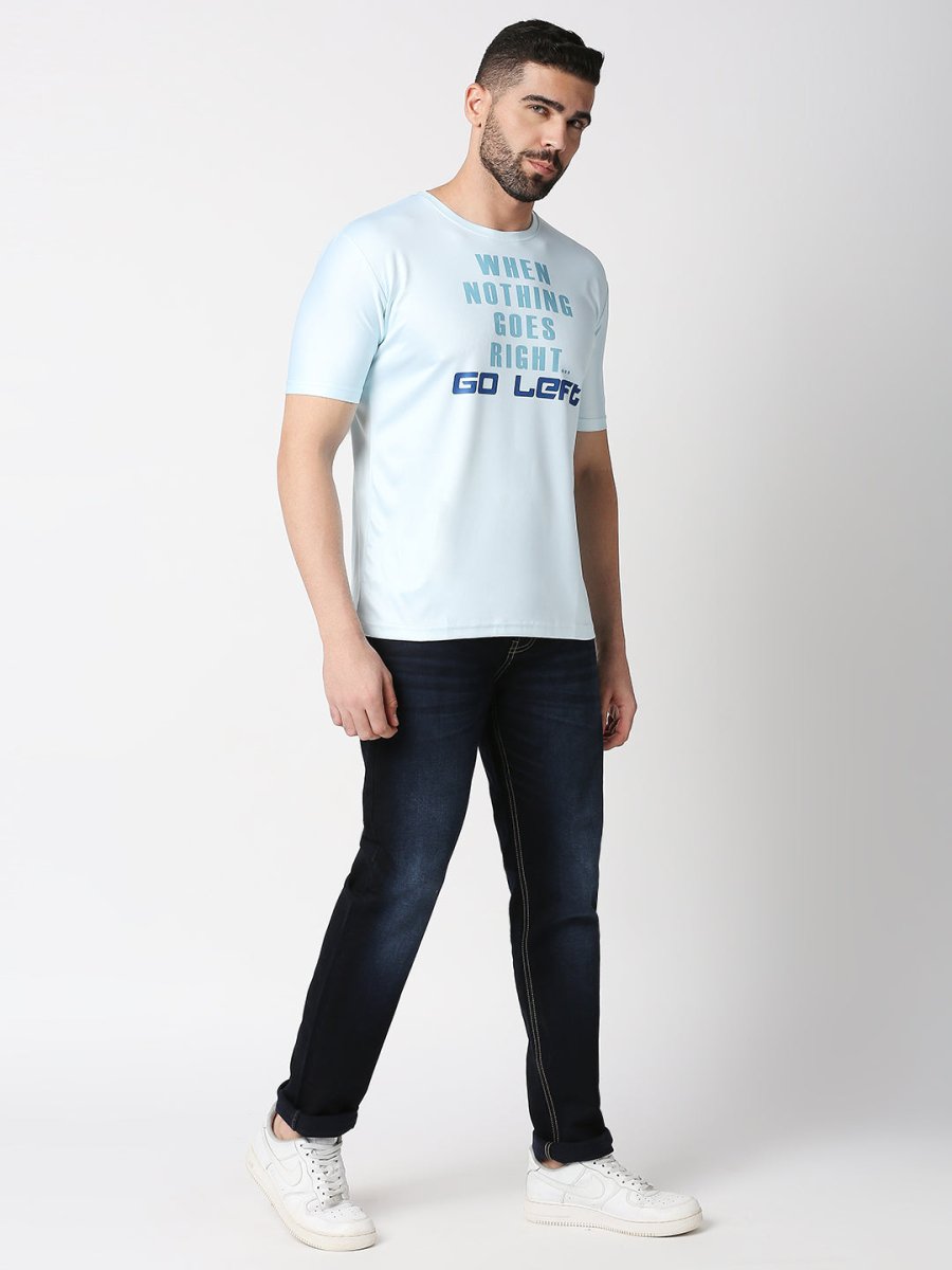 Round Neck Go Left Print T-shirt