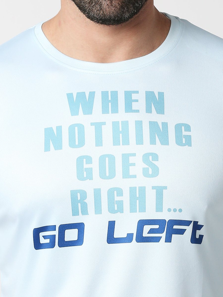 Round Neck Go Left Print T-shirt
