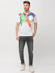 Model wearing Splash Color T-shirt casual fit