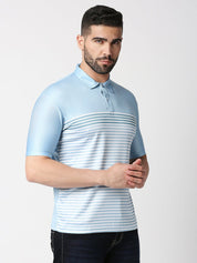 Blue striped polo t-shirt fabric texture