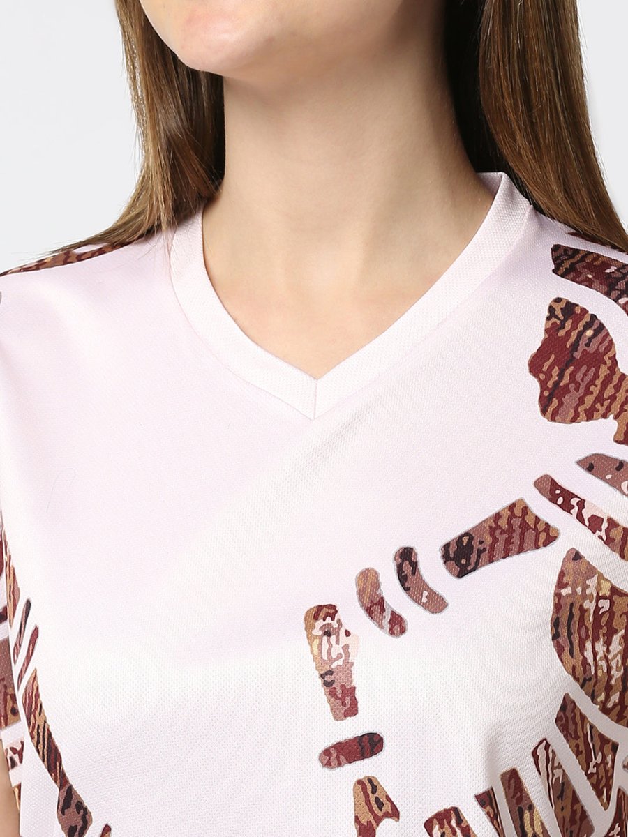 Stripped Graphic Printed Women's V-Neck T-shirt