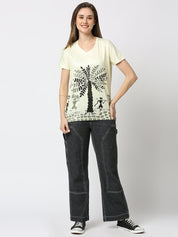 Women's Yellow V-Neck T-Shirt