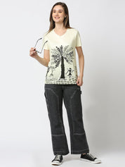 Women's Yellow V-Neck T-Shirt