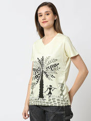 Women's Yellow V-Neck T-Shirt