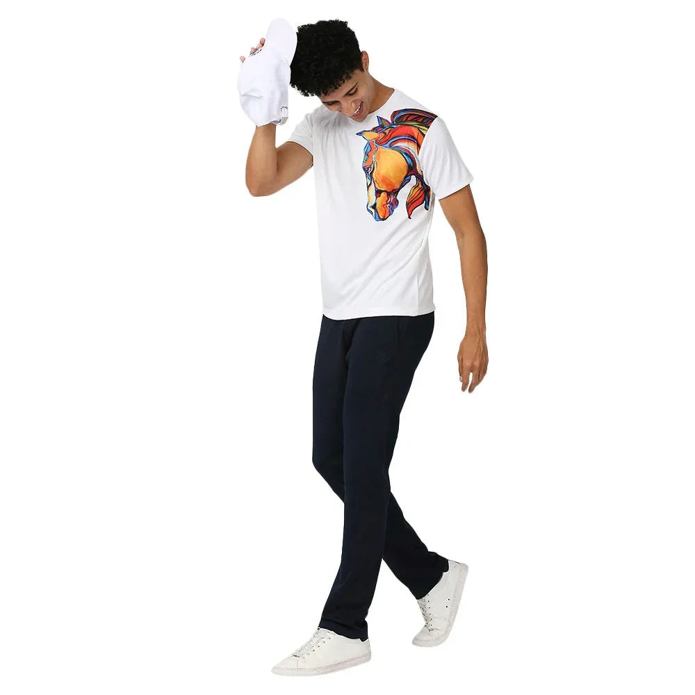 Feather Touch White Men's Horse Print T-Shirt