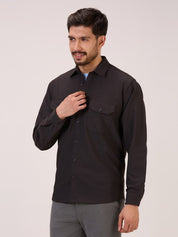 Men’s Shacket in Matte Check – Dark Grey