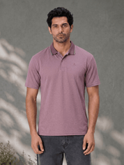 Wine Melange Polo T Shirt with Tipping Collar for Men