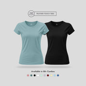 Women's Round Neck T-Shirt Combo – Feather Touch in Army & Black