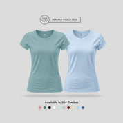 Women's Round Neck T-Shirt Combo – Feather Touch in Army & Sky Blue
