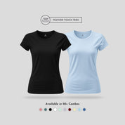 Women's Round Neck T-Shirt Combo – Feather Touch in Black & Sky Blue