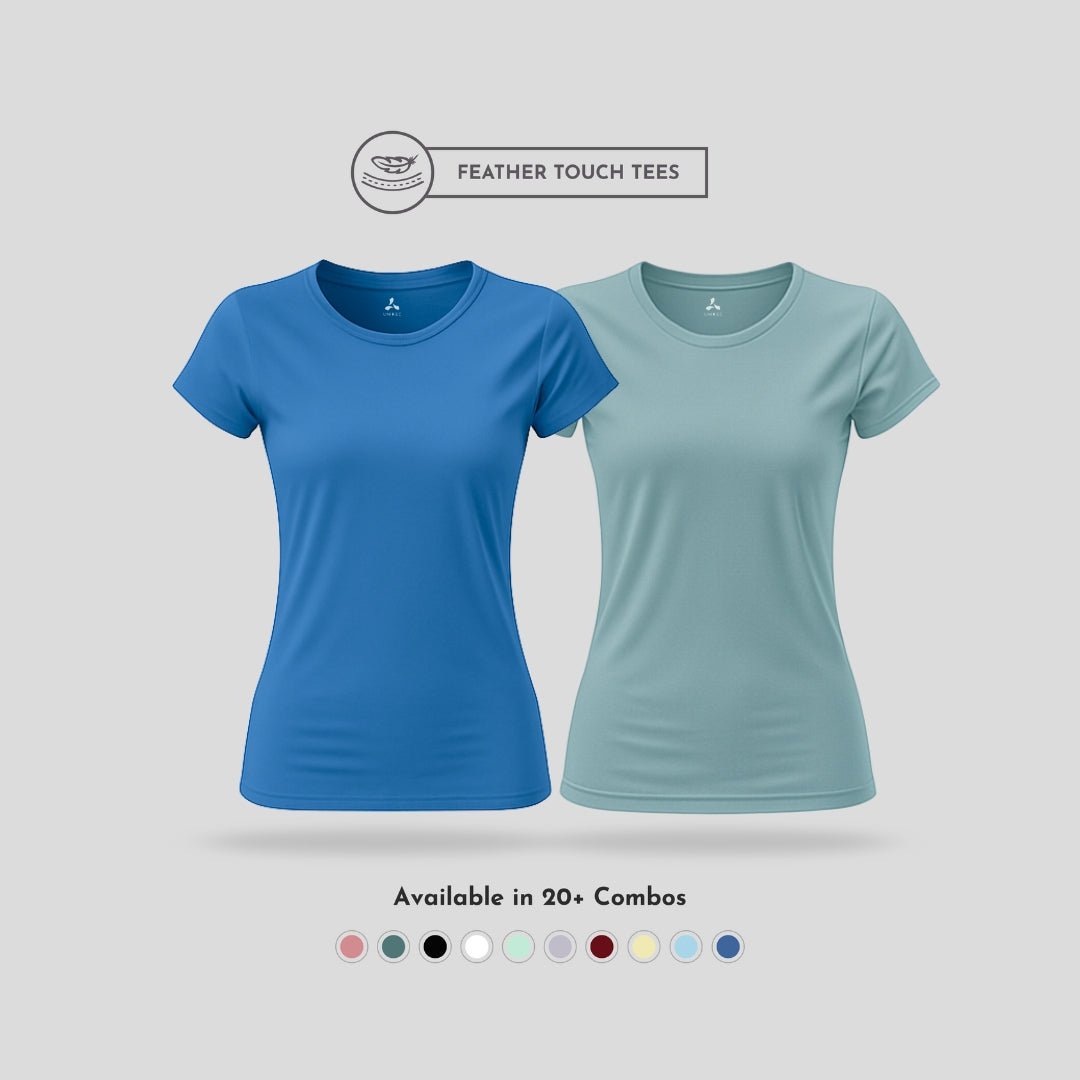 Women's Round Neck T-Shirt Combo – Feather Touch in Blue & Army