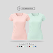 Women's Round Neck T-Shirt Combo – Feather Touch in Peach & Mint