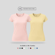 Women's Round Neck T-Shirt Combo – Feather Touch in Peach & Olive