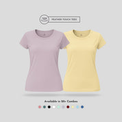 Women's Round Neck T-Shirt Combo – Feather Touch in Purple & Olive