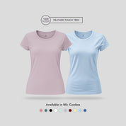 Women's Round Neck T-Shirt Combo – Feather Touch in Purple & Sky Blue