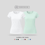 Women's Round Neck T-Shirt Combo – Feather Touch in White & Mint
