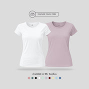 Women's Round Neck T-Shirt Combo – Feather Touch in White & Purple