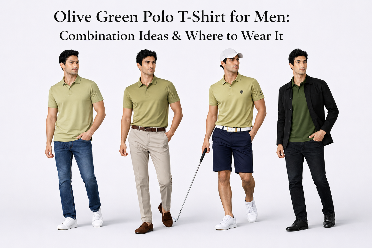 Olive Polo T-Shirt for Men: Combination Ideas & Where to Wear It