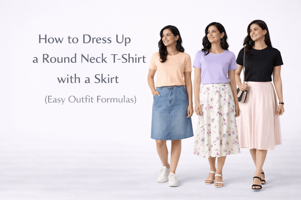 How to Dress Up a Round Neck T-Shirt with a Skirt (Easy Outfit Formulas)