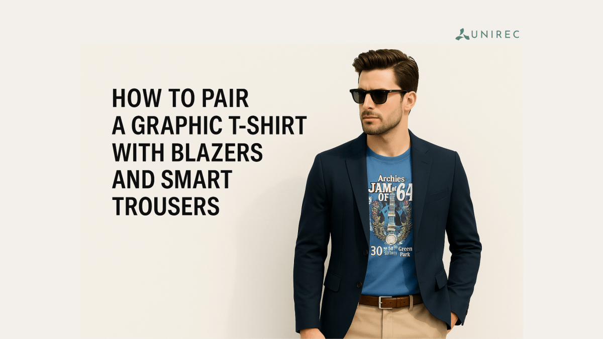 How to pair a graphic t-shirt with blazers and smart trousers