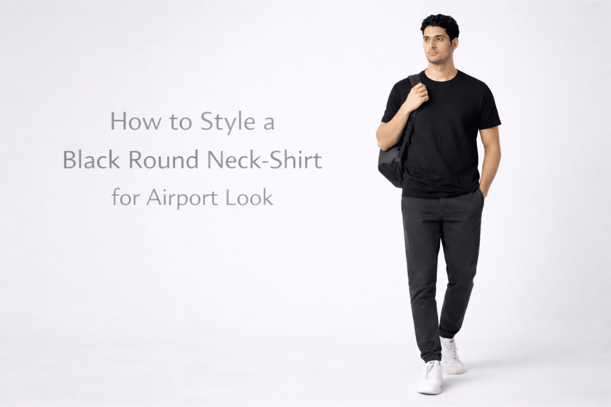 How to Style a Black Round Neck T-Shirt for Airport Look