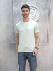 Mint Round Neck Solid T-Shirt for Men