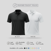 Feather Touch™ Polos with Pocket – Ultra Soft Black & White Men's Combo