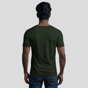 Feather Touch Round Neck Plain Bottle Green T-Shirt for Men