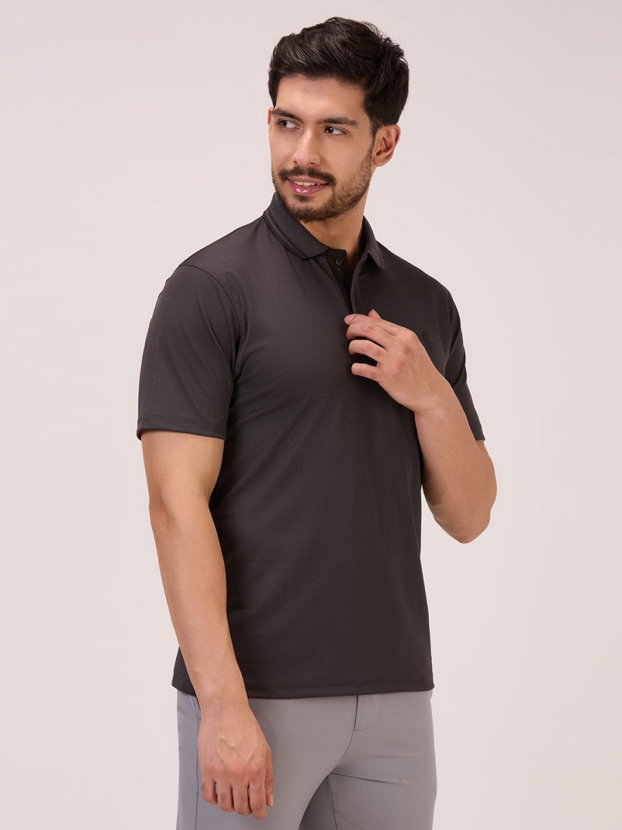 Crest polo t shirt for men in Grey full look