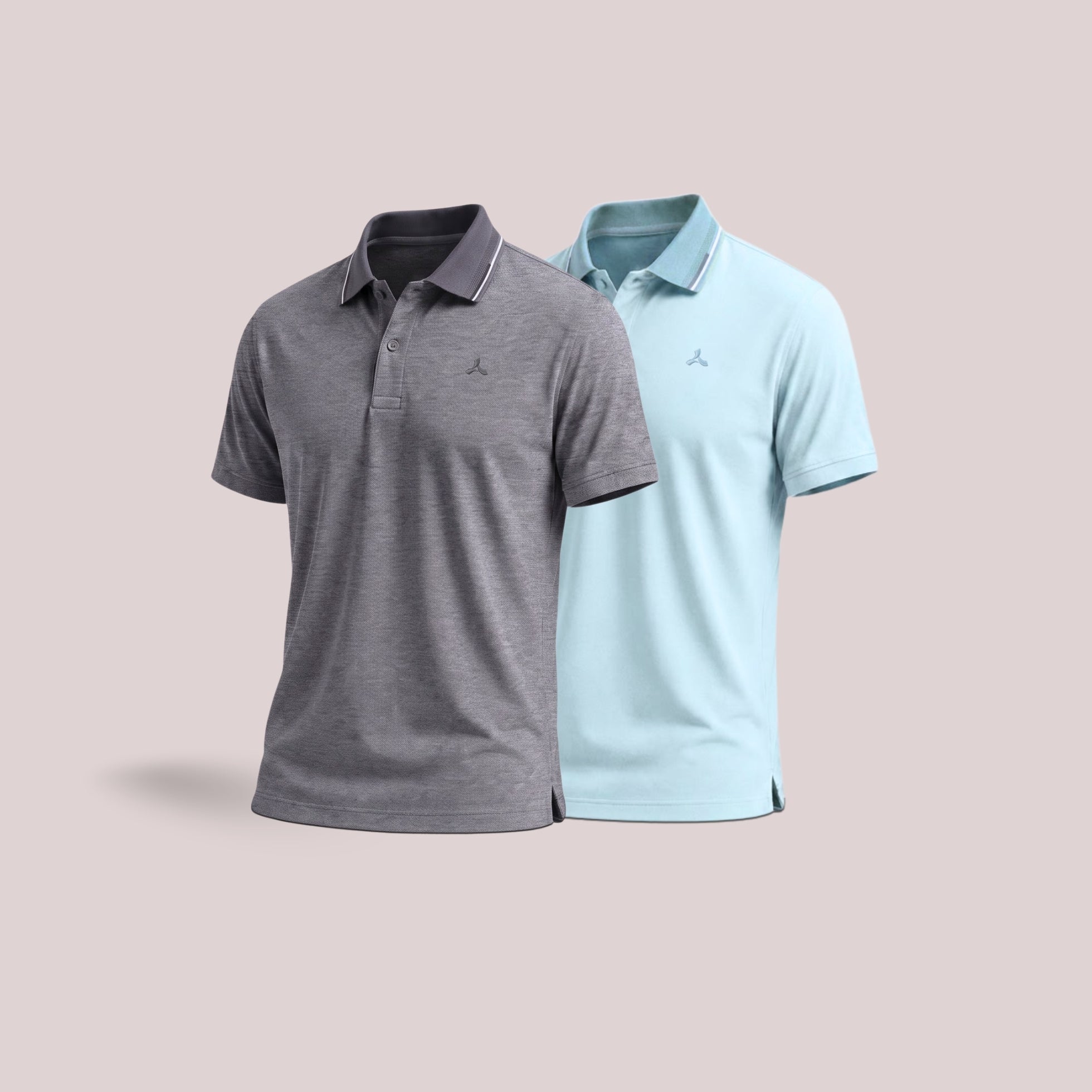 Men's Melange Polo T-Shirt Combo with Tipping Collar – Grey & Mint