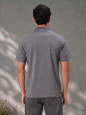 Melange Polo T Shirt for Men in Grey with Tipping Collar