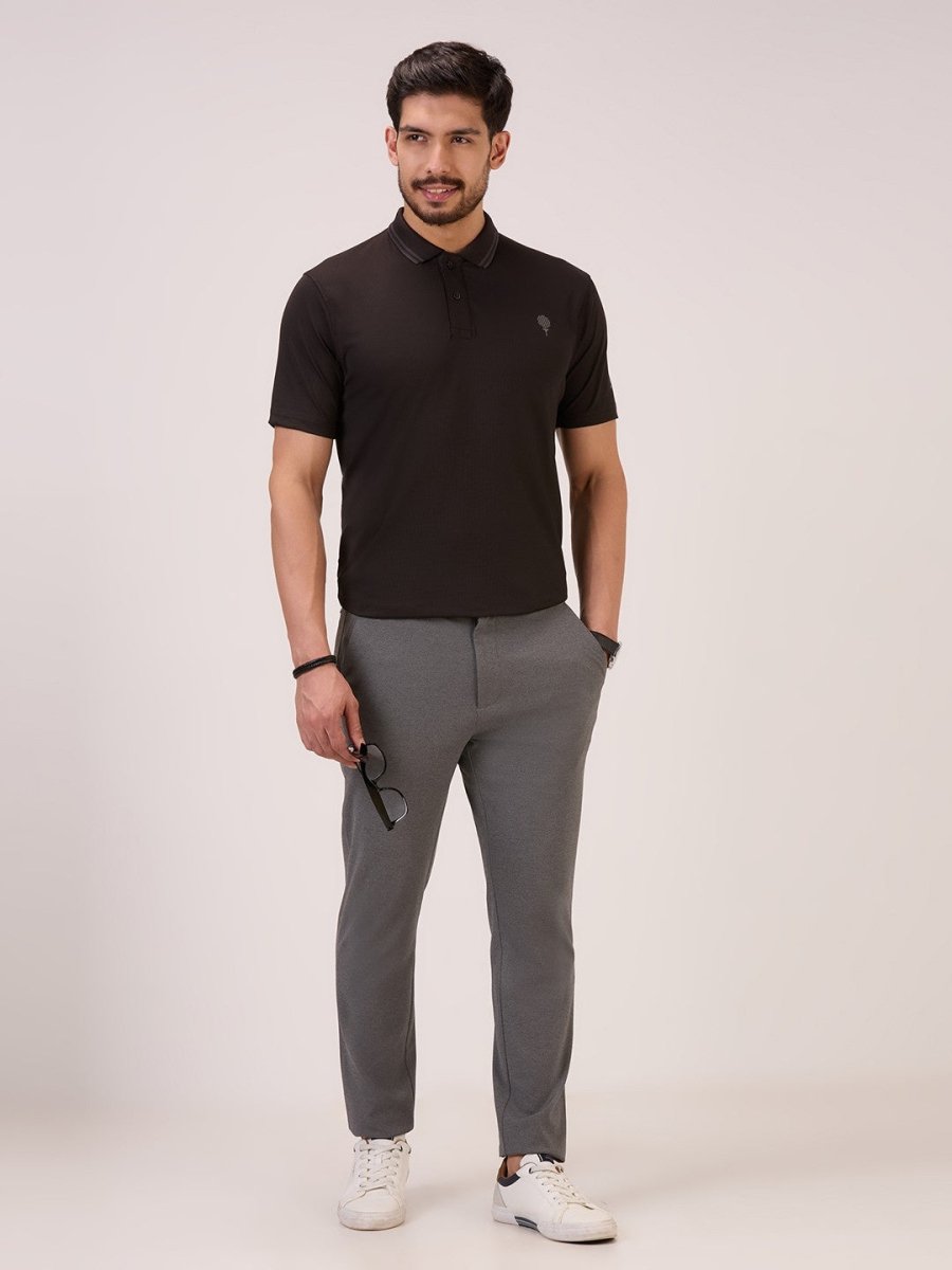 golf polo t shirt for men in black self check full body look