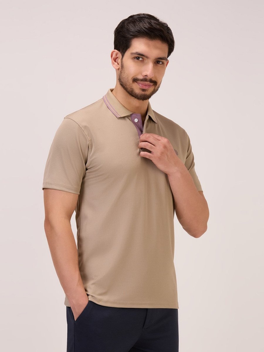 Golf polo t shirt for men in fawn self check full look