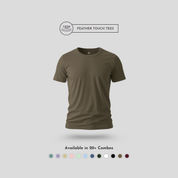 Feather Touch Round Neck Plain Honey Brown T-Shirt for Men