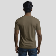 Feather Touch Round Neck Plain Honey Brown T-Shirt for Men