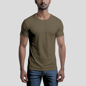 Feather Touch Round Neck Plain Honey Brown T-Shirt for Men