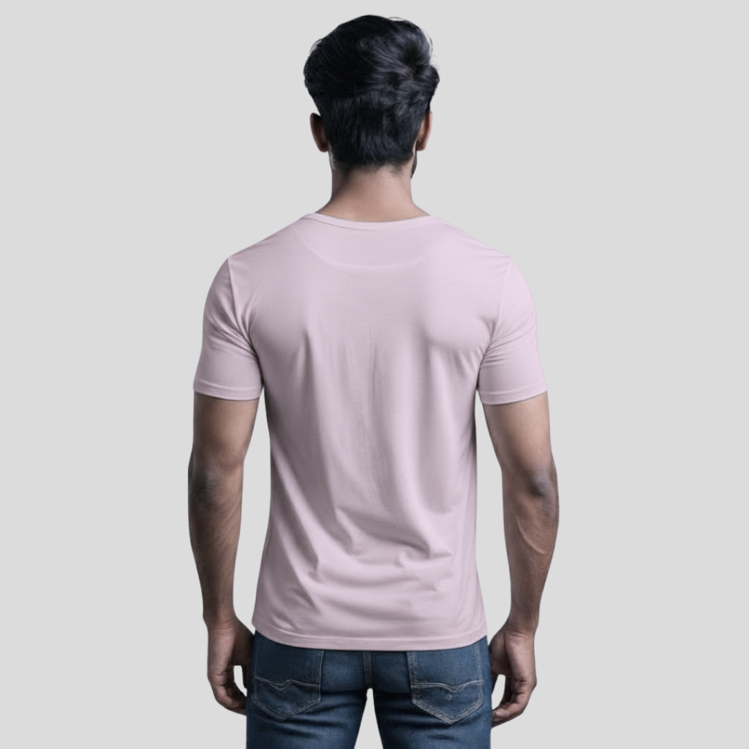 Feather Touch Round Neck Plain Lavender T-Shirt for Men