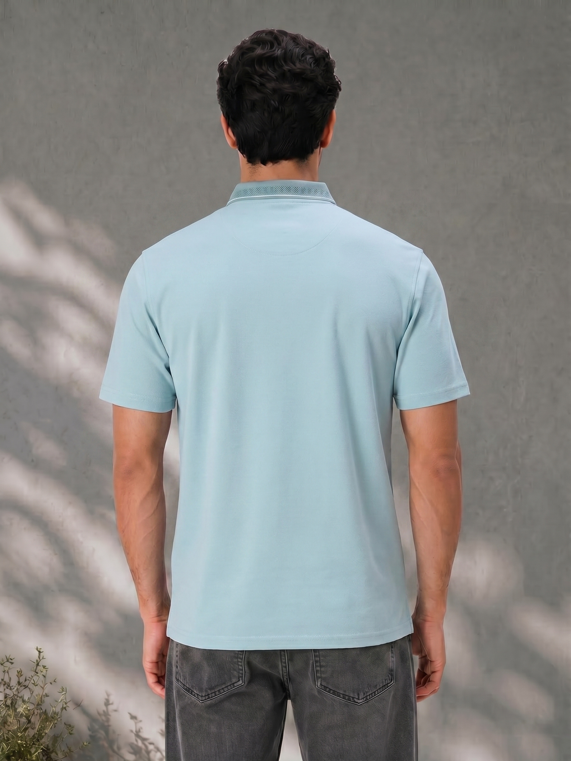 Mint Melange Men's Polo T Shirt with Contrast Tipping