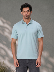 Mint Melange Men's Polo T Shirt with Contrast Tipping